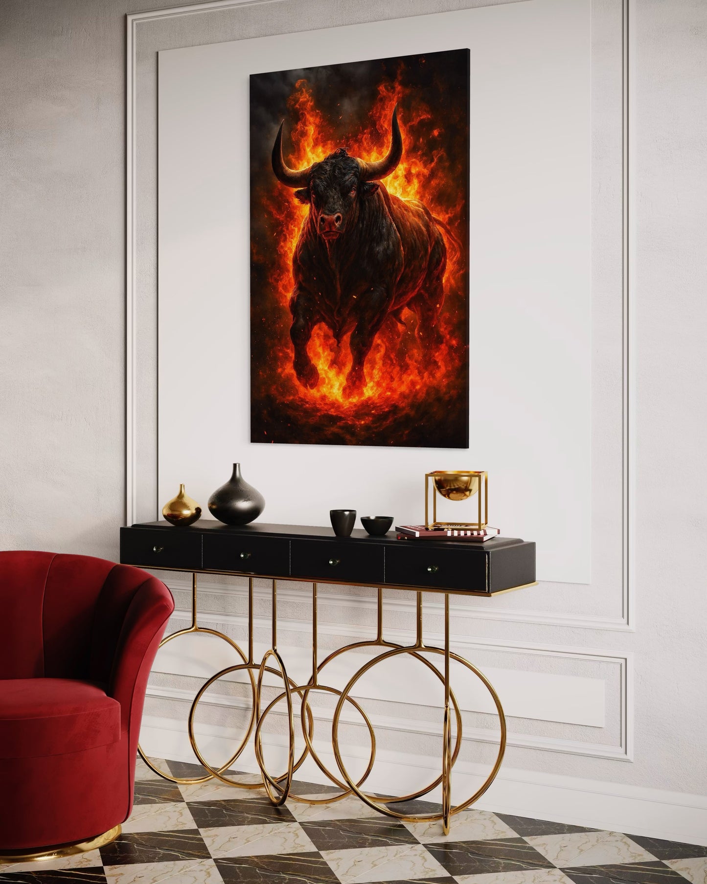 Bull on Fire