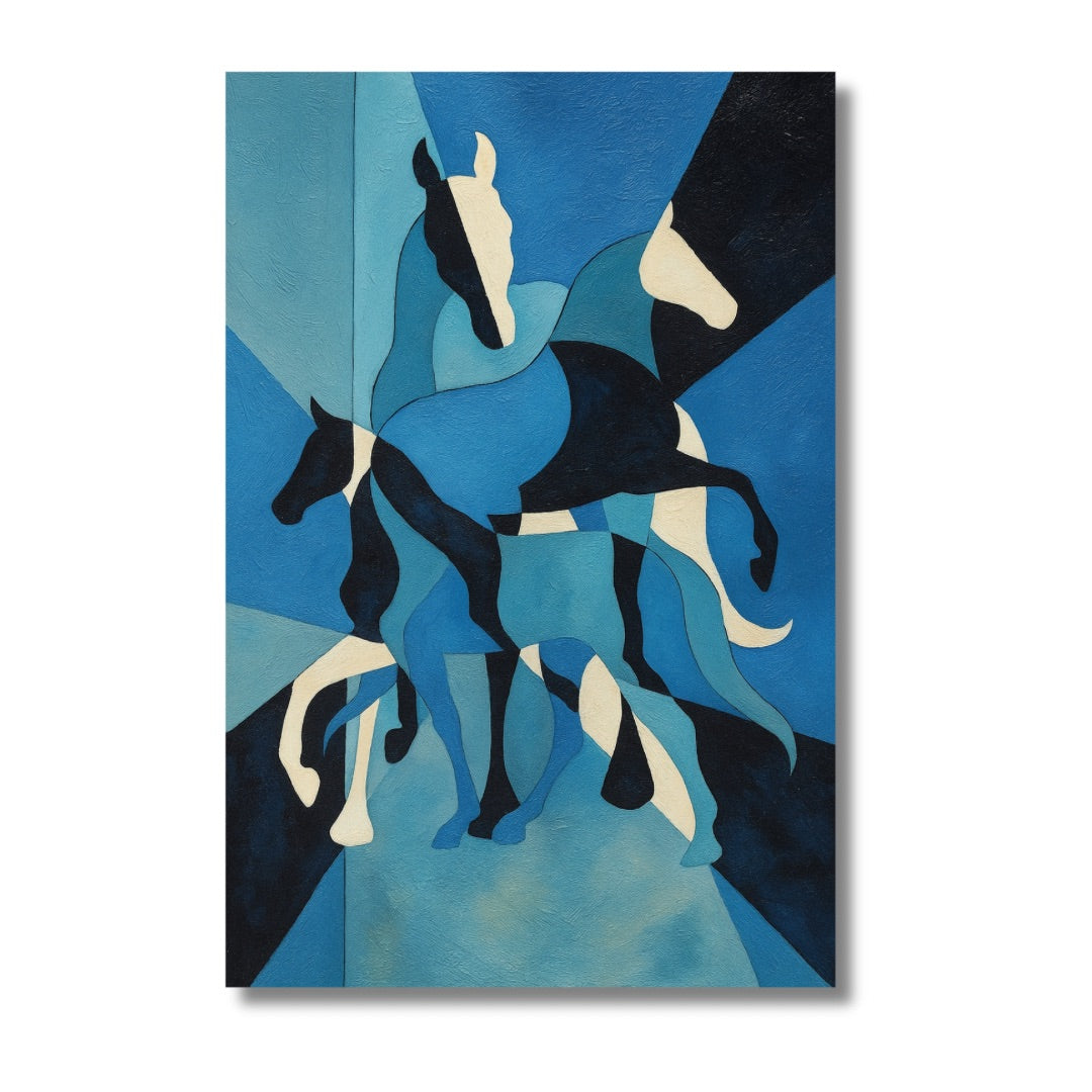 Blue Abstract Horses