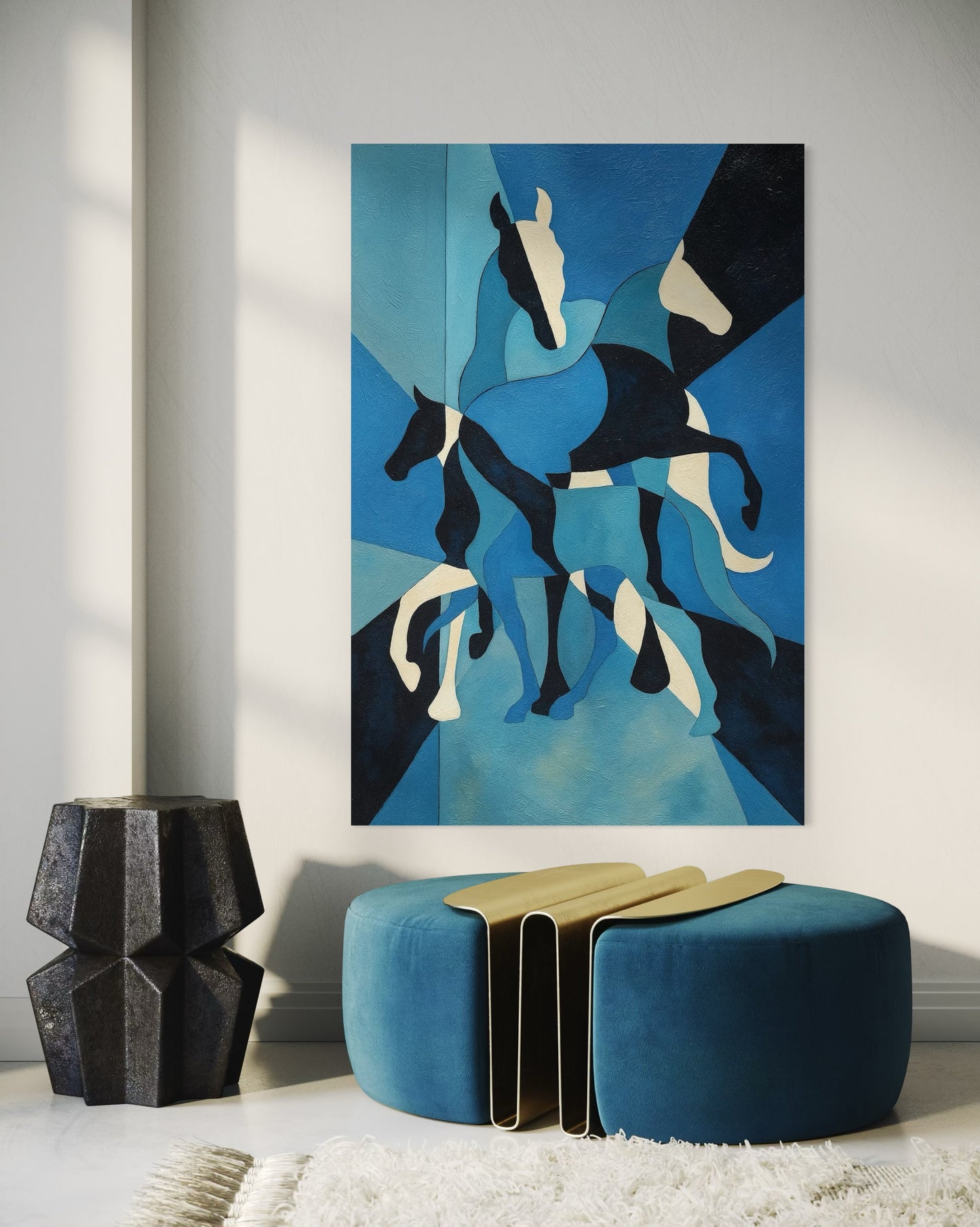 Blue Abstract Horses
