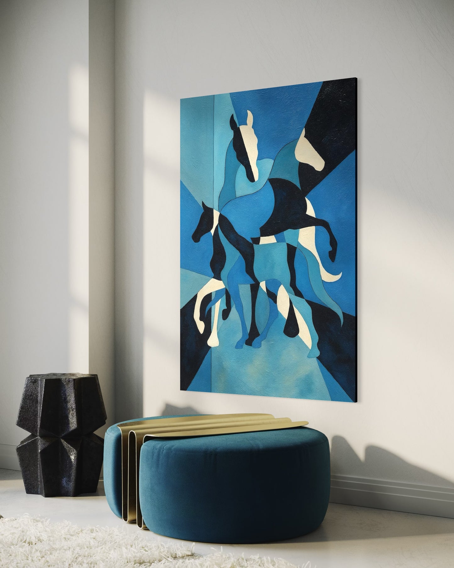 Blue Abstract Horses