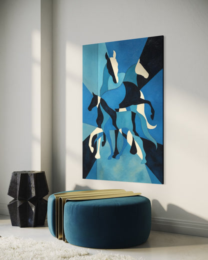 Blue Abstract Horses