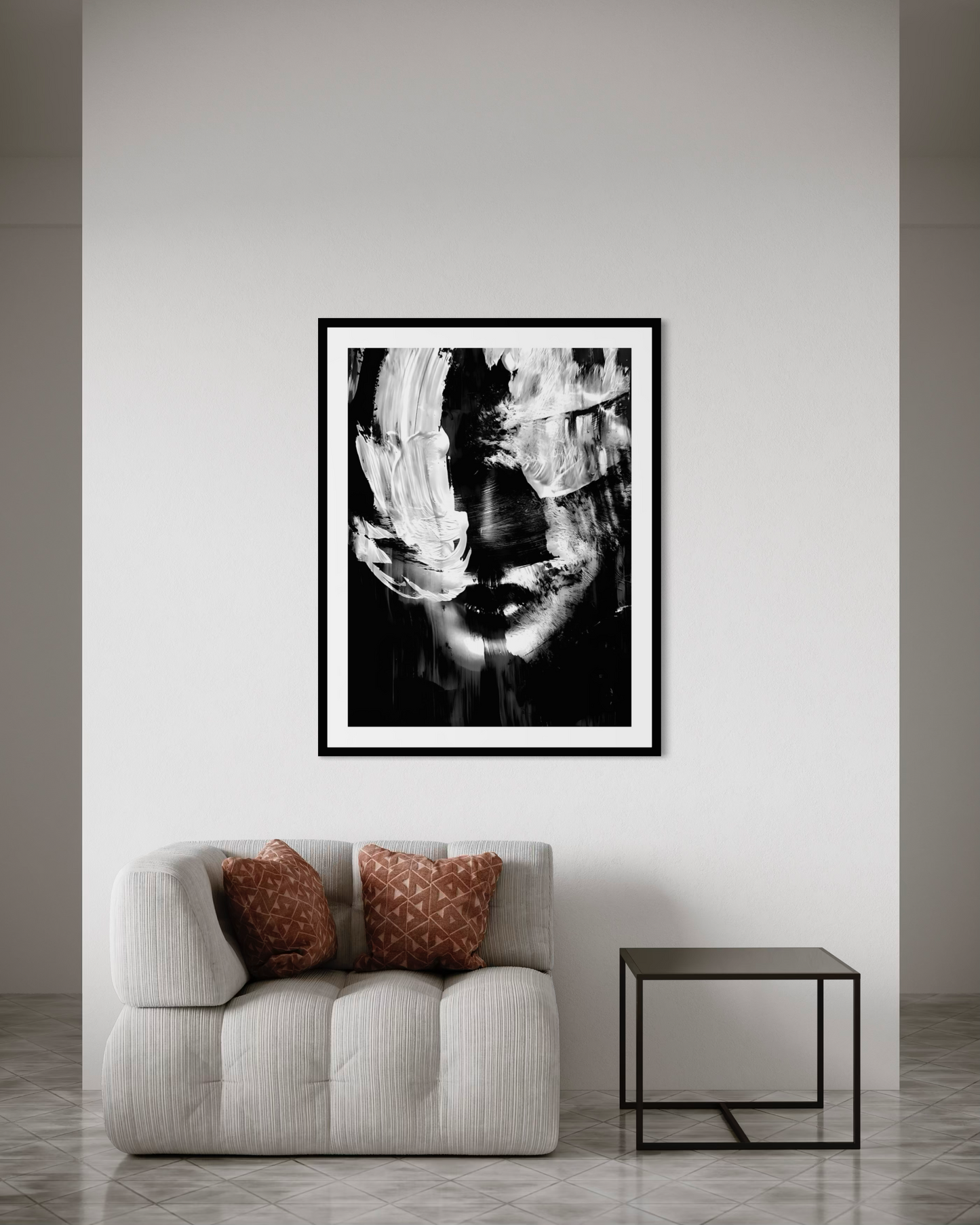 Vintage  Black Abstract Face