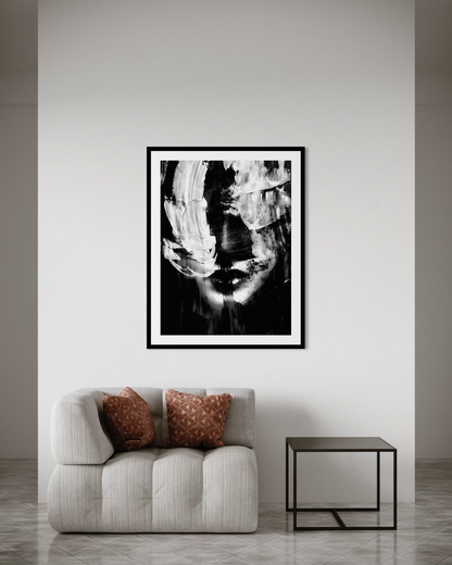 Vintage  Black Abstract Face